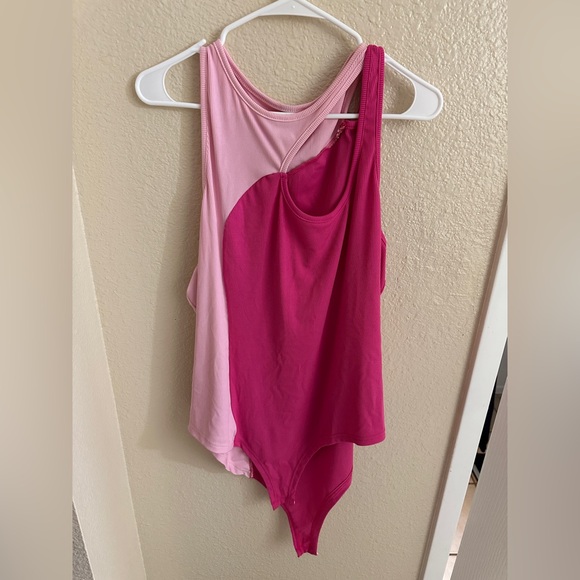 SHEIN Tops - SHEIN Pink and Fuchsia Ribbed Bodysuit